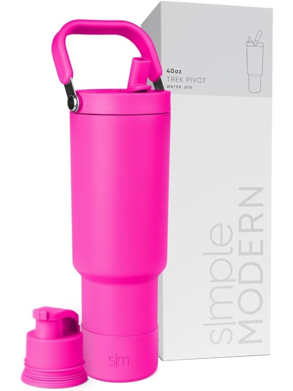Stylish 40oz Pink Water Jug with Handle | Insulated Tumbler for Drinks